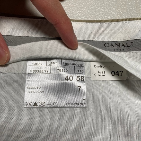 Canali Dress Trousers 40 (39x28.5 Cuffed) Mens Wool Pleated Olive Green 78120 - Picture 8 of 10